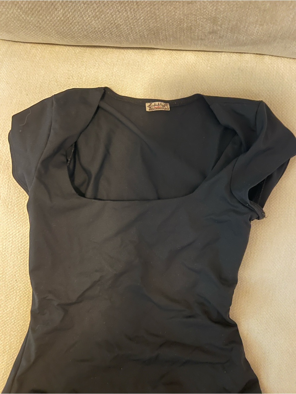 Black Square Neck Cap Sleeve Bodysuit - free people